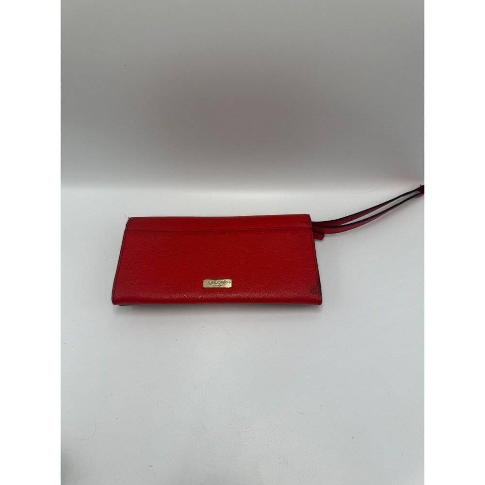 Kate Spade New York Red Pebbled Leather‎ Bow Wristlet Wallet Clutch
